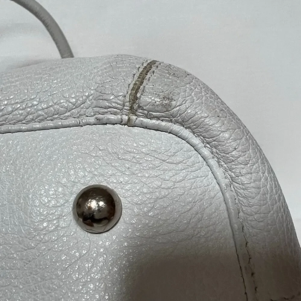 Tignanello Perfect 10 French Tote/Shoulder Bag White Pebbled Leather